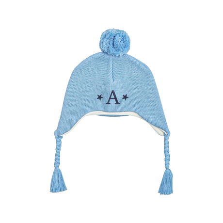 Knit Pom Pom Hat in Light Blue