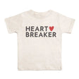 Beige t-shirt with 'HEART BREAKER' text and a red heart on a white background