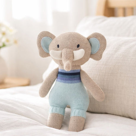 Knit Elephant in Blue - 8"