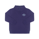 Knit Quarter-Zip Cotton Sweater in Navy