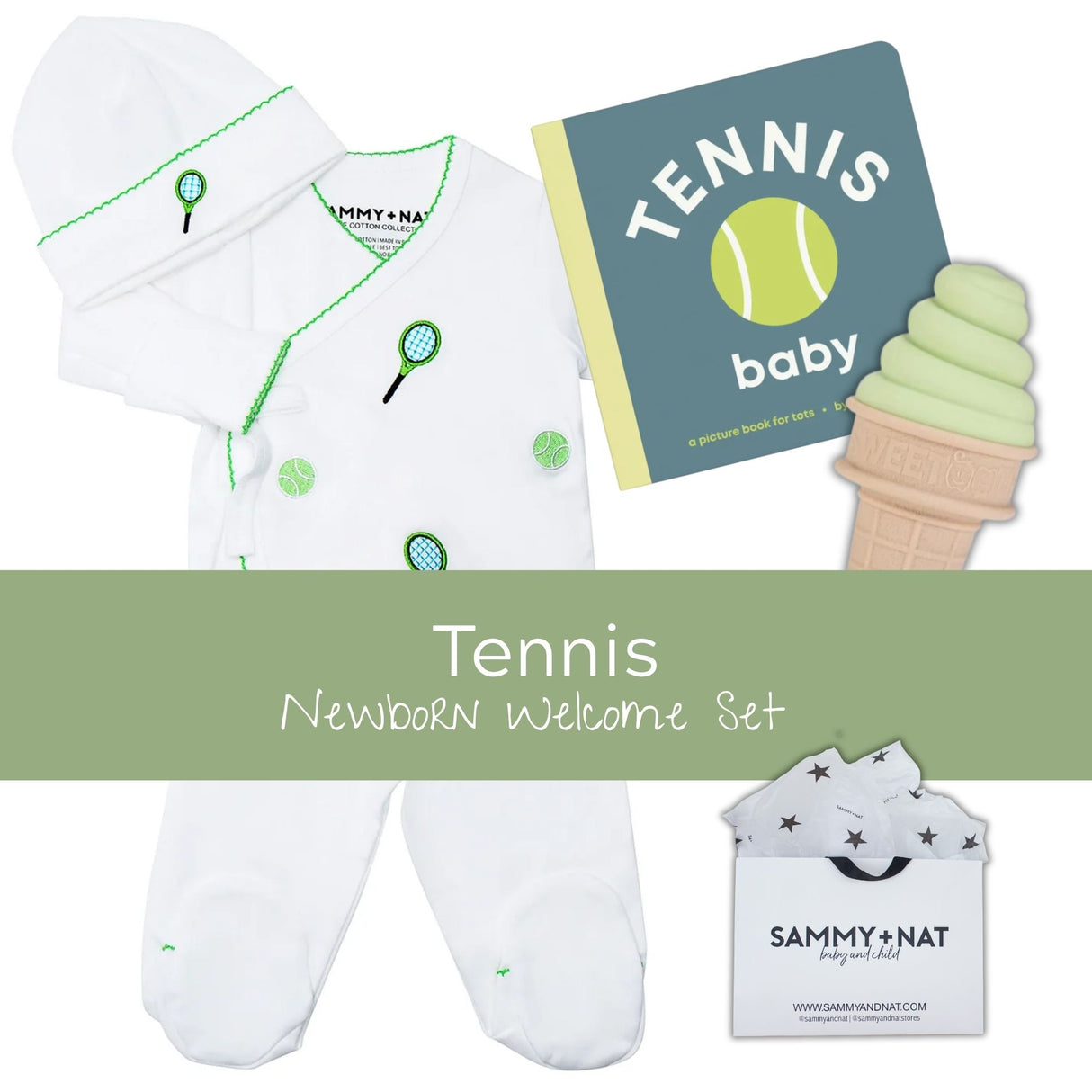 Newborn Baby Gift Set - Tennis/Green