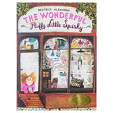 Book cover of 'The Wonderful Fluffy Little Squishy' with a store front illustration and character.