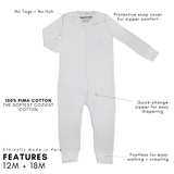 Classic Stripe Zipper Romper in Grey details 2