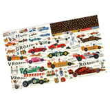 Illustrations of race cars on a white background