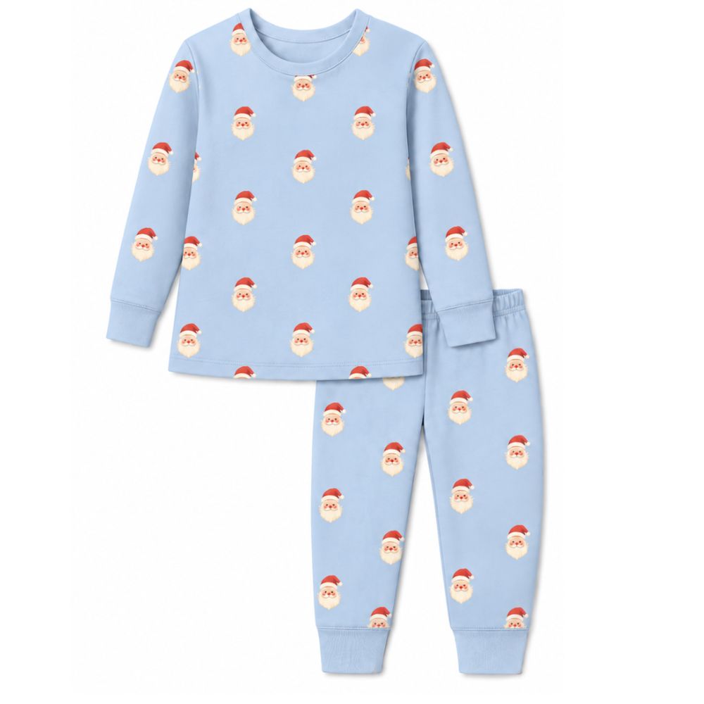 Sweet Santa Pajama Set in Vintage Blue