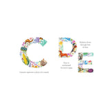 Colorful alphabet letters with animal illustrations on a white background