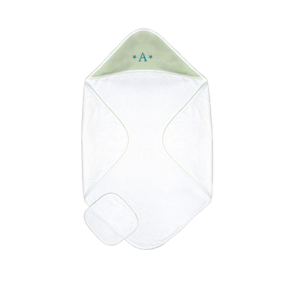 Diamond Baby Towel + Wash Set in Pistachio