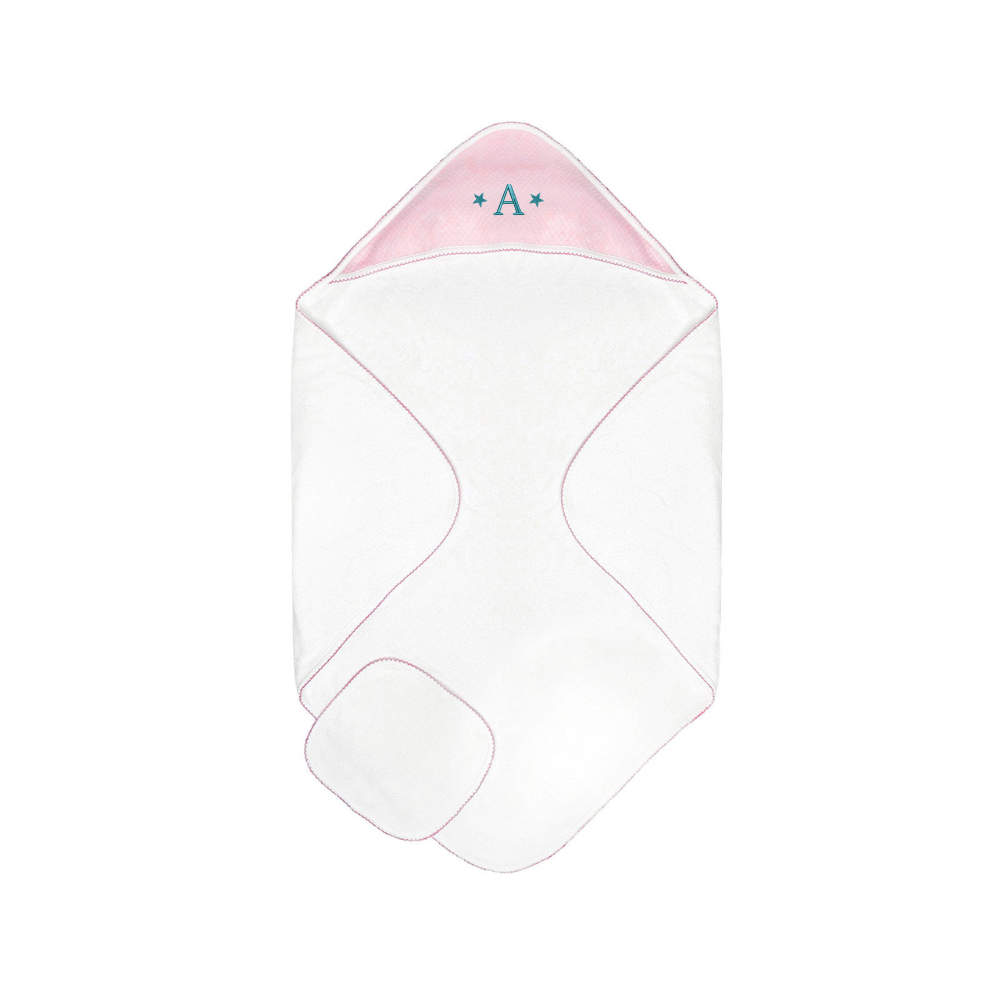 Diamond Baby Towel + Wash Set in Pink/Rosewood