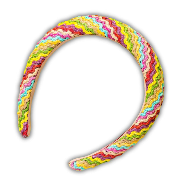 
Ava Padded Headband - Rattan - Colorful Waves
