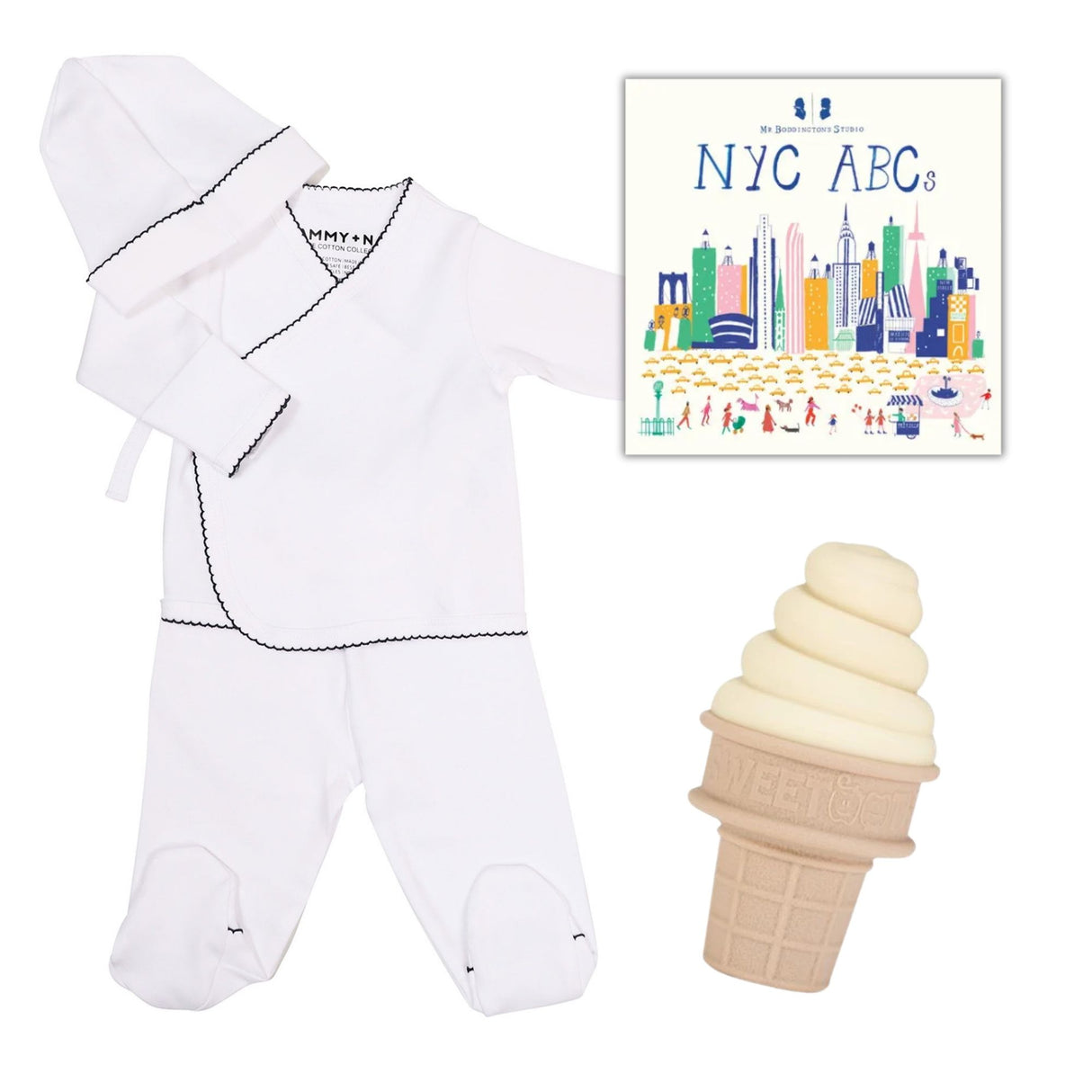 Newborn Baby Gift Set - Navy Picot Trim