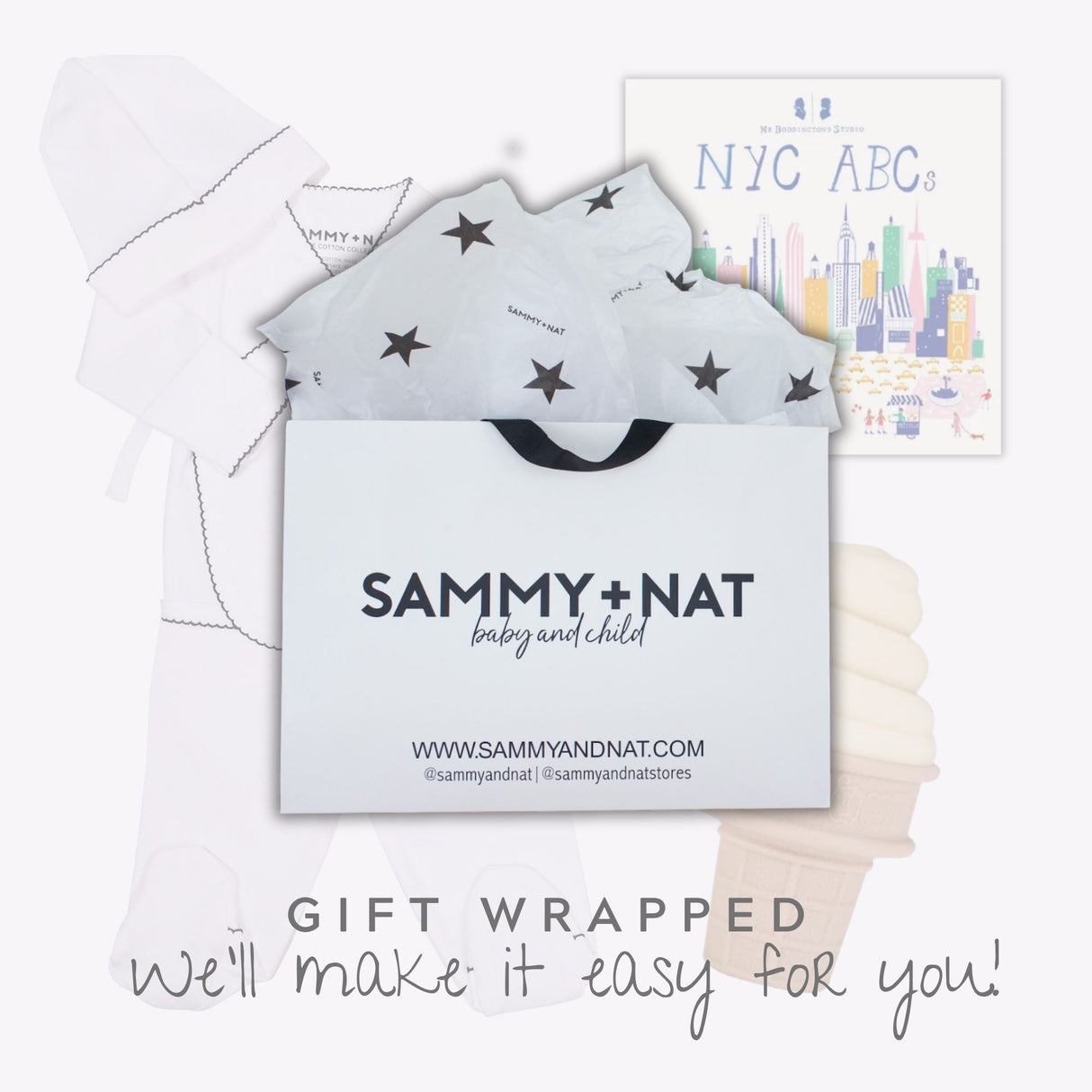 Newborn Baby Gift Set - Navy Picot Trim