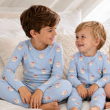 Sweet Santa Pajama Set in Vintage Blue