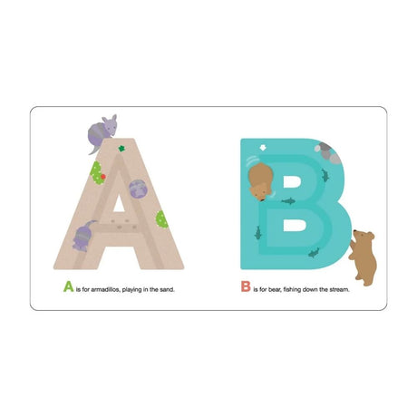 Educational card with letters 'A' and 'B' featuring animals on a white background