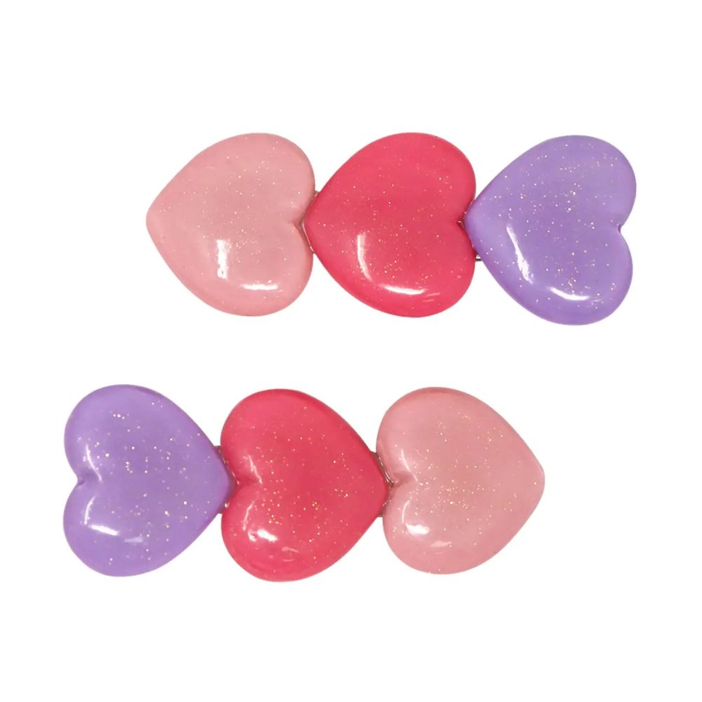 Glitter Hearts Alligator Hair Clips