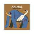 Book cover of 'Animal Opposites' by Marcos Farina with an illustration of an elephant and a crane on a brown background.