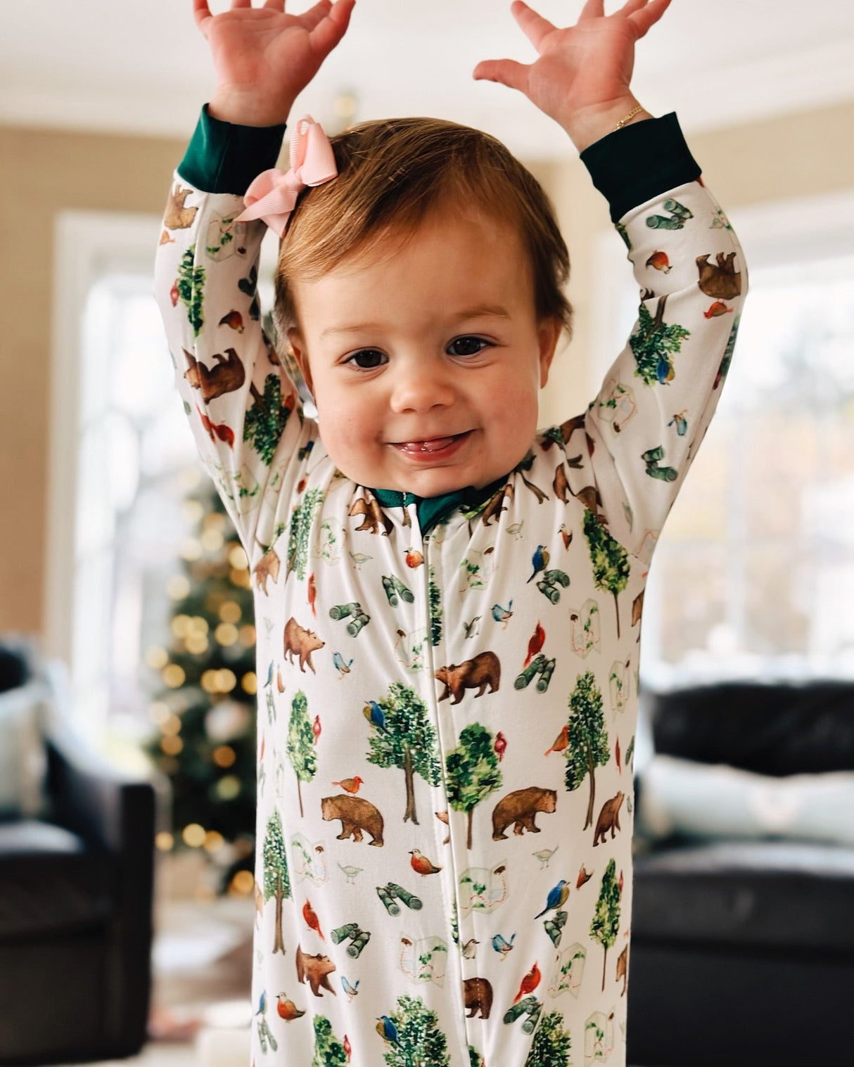 Double Zip Footed One-Piece - Bear Hunt