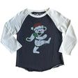 Grateful Dead Santa Bear Raglan Tee in Black / White