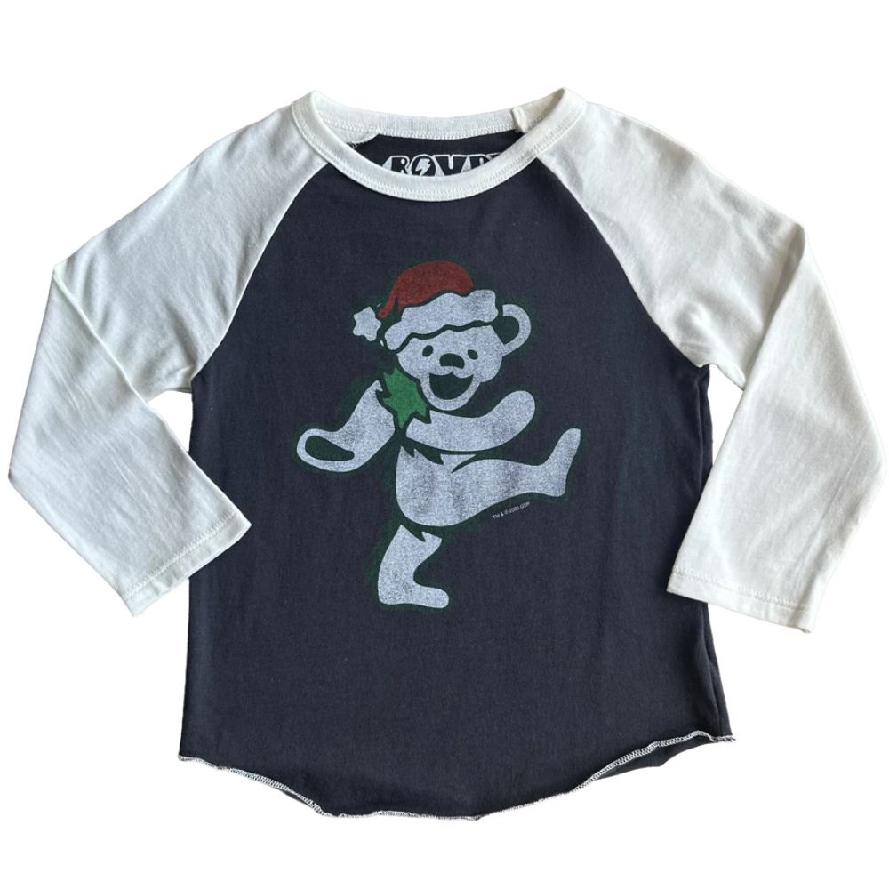 Grateful Dead Santa Bear Raglan Tee in Black / White