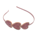 Pink Rhinestone Heart Headband - 6 pack