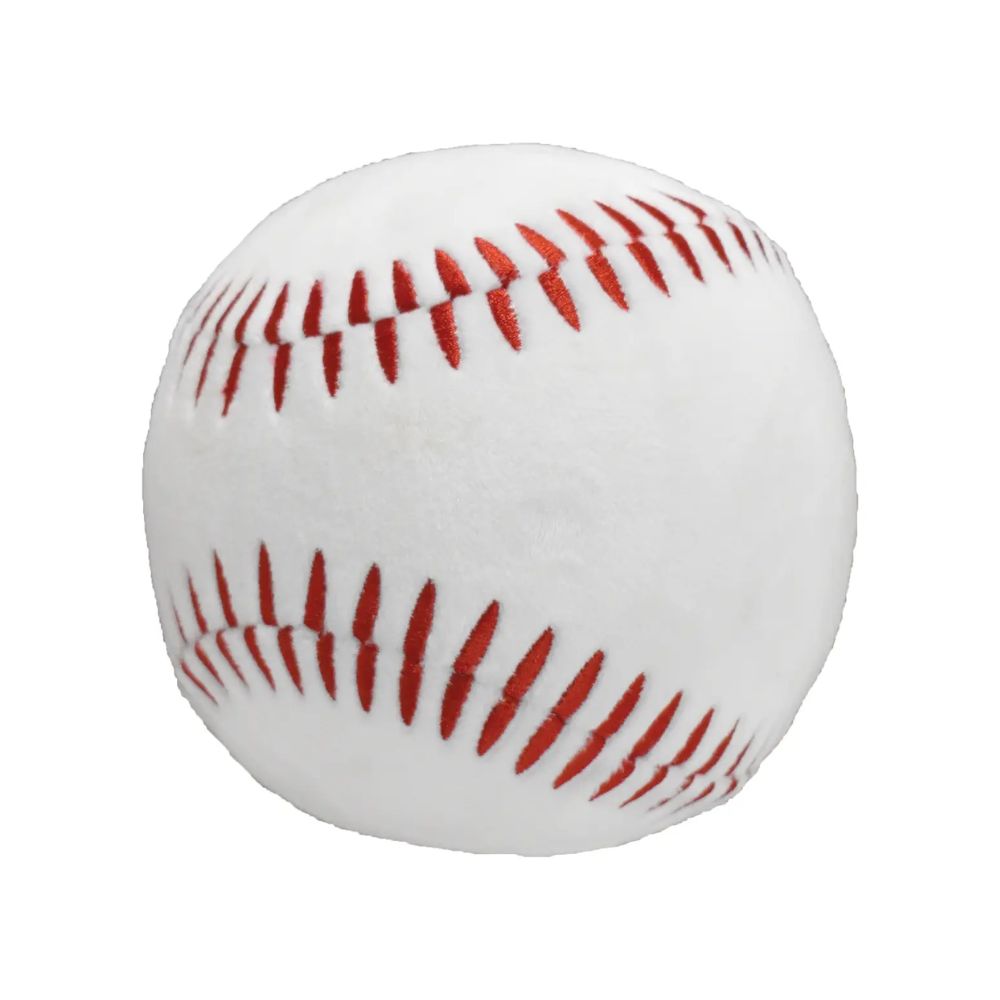 Baseball with red stitching on a white background