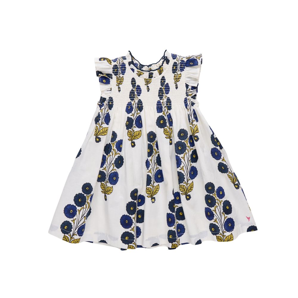 Peachy Dress - Navy Strawflower