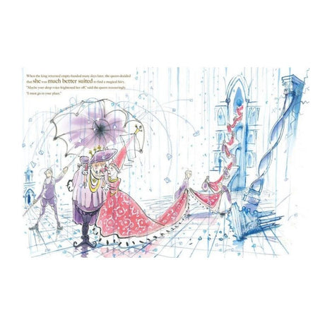 Illustration of a royal couple with a castle in the background