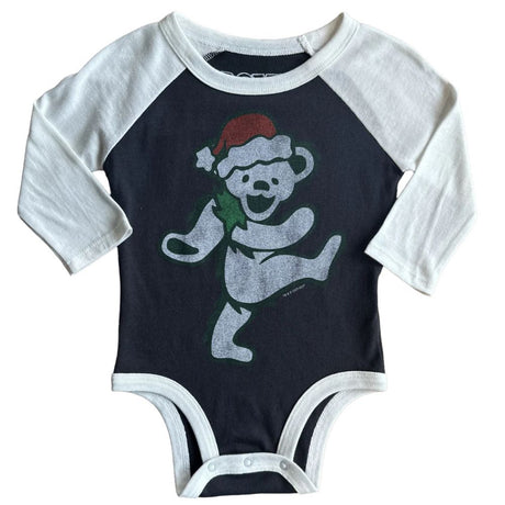 Grateful Dead Santa Bear Raglan Onesie in Black / White