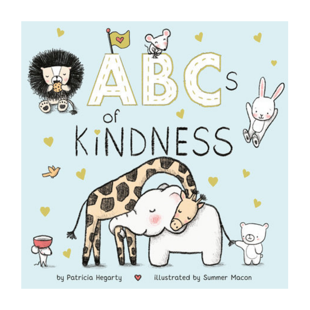 ABC's of Kindness Book with animal illustrations and a blue background