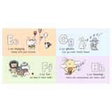 Educational chart with letters E, G, F, and H and corresponding illustrations on a white background.