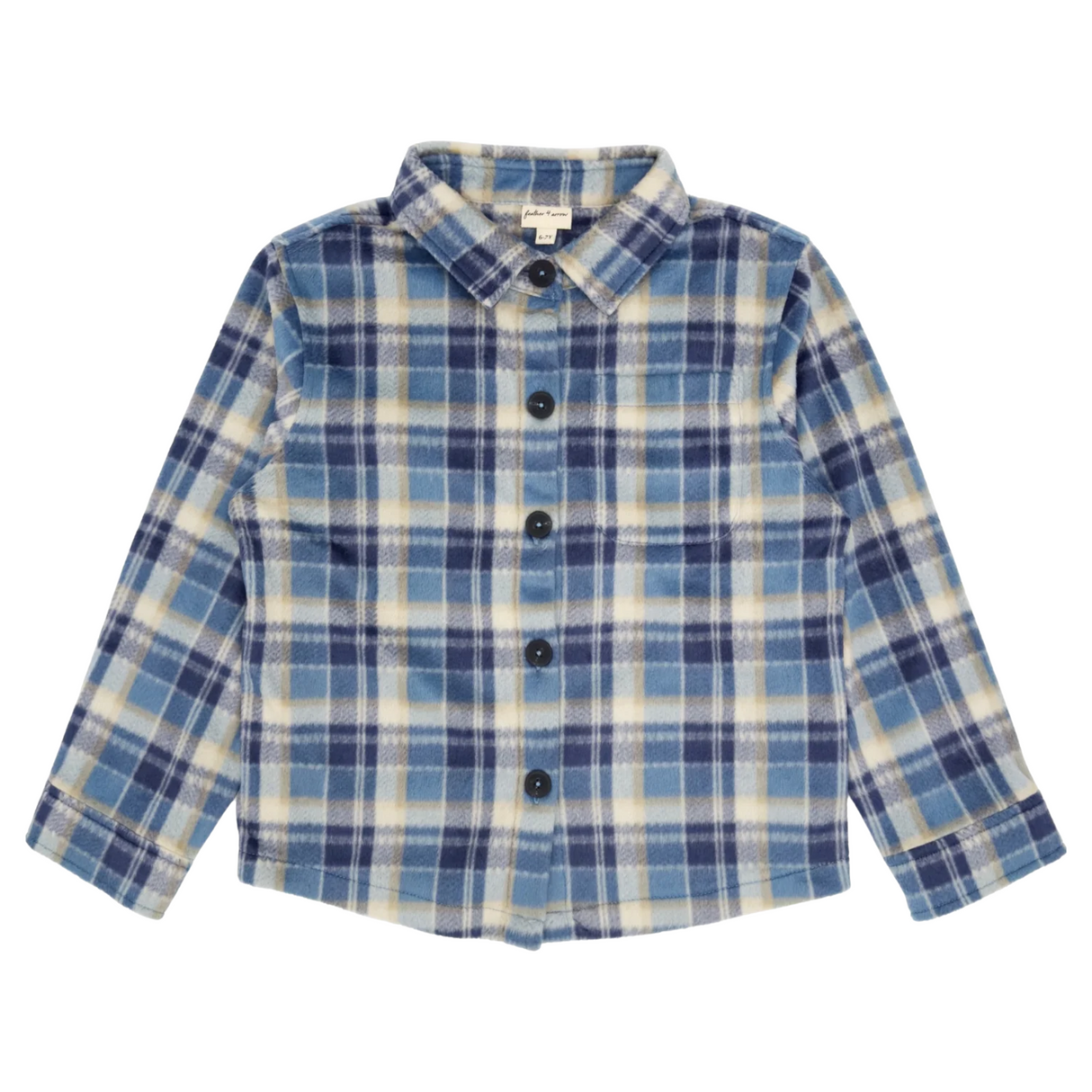 blue flannel long sleeve shirt on white background