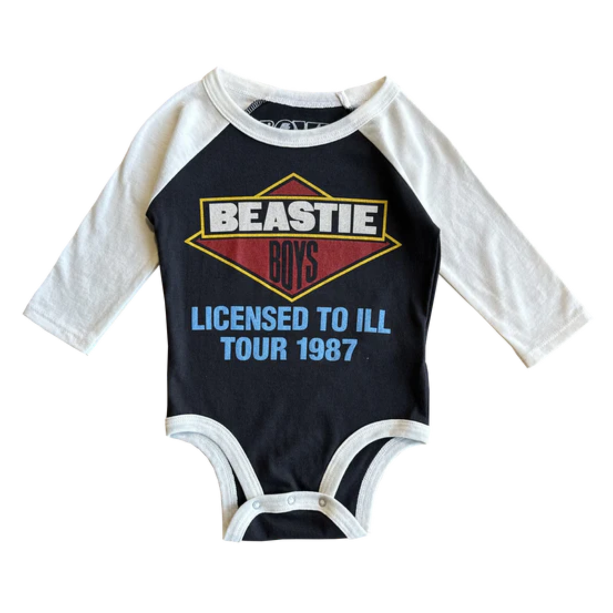 BEASTIE BOYS LICENSED TO ILL RECYCLED RAGLAN ONESIE