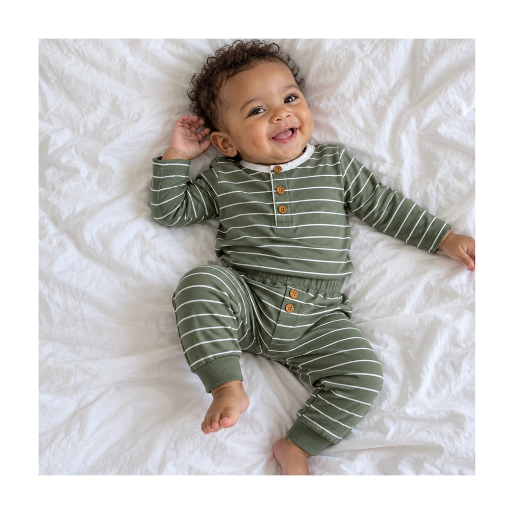 Baby Classic Two-Piece Set in Sage Stripe - Sammy + Nat - Sammy+Nat store
