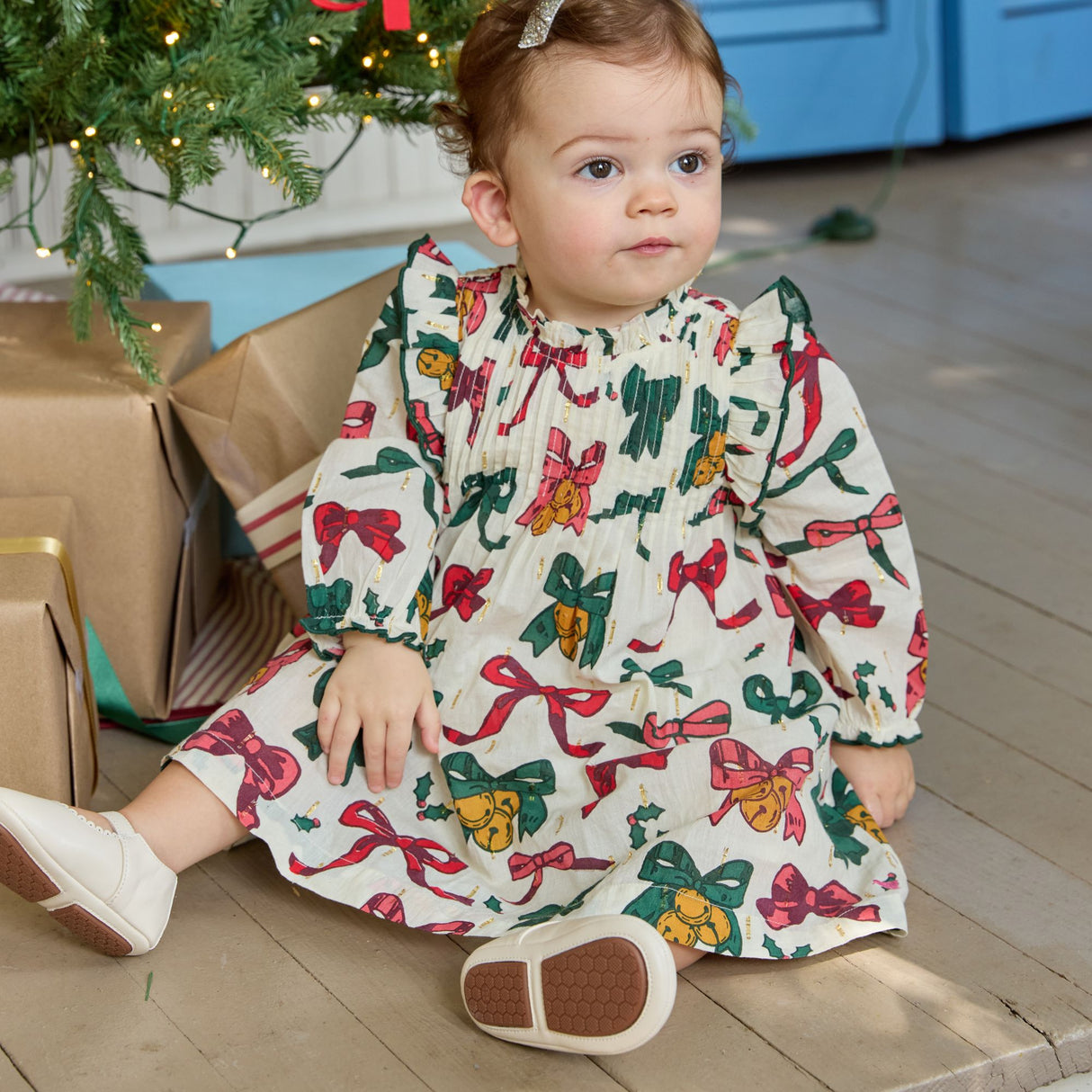 Jaipur Dress Set- Christmas Bows and Bells