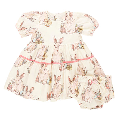 Baby Maribelle Dress Set - Bunny Friends front
