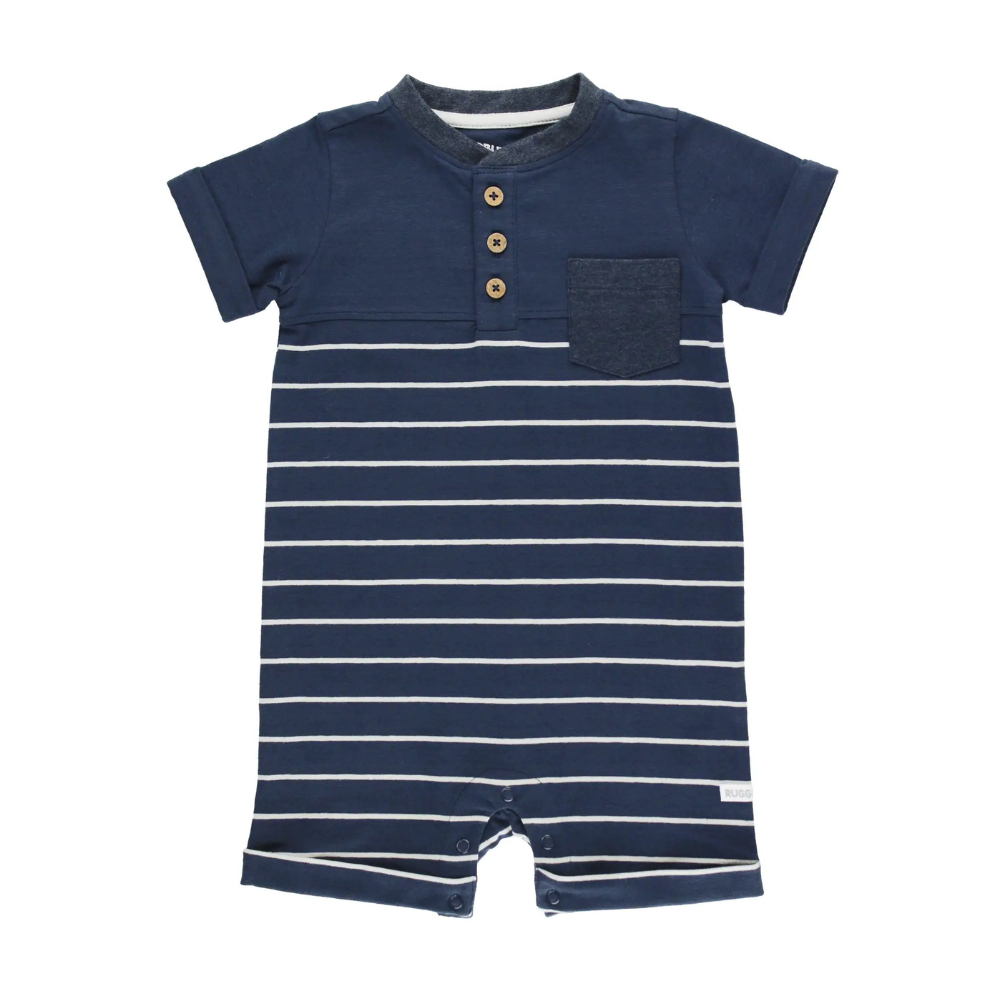 Navy and Gray Stripe Henley Romper