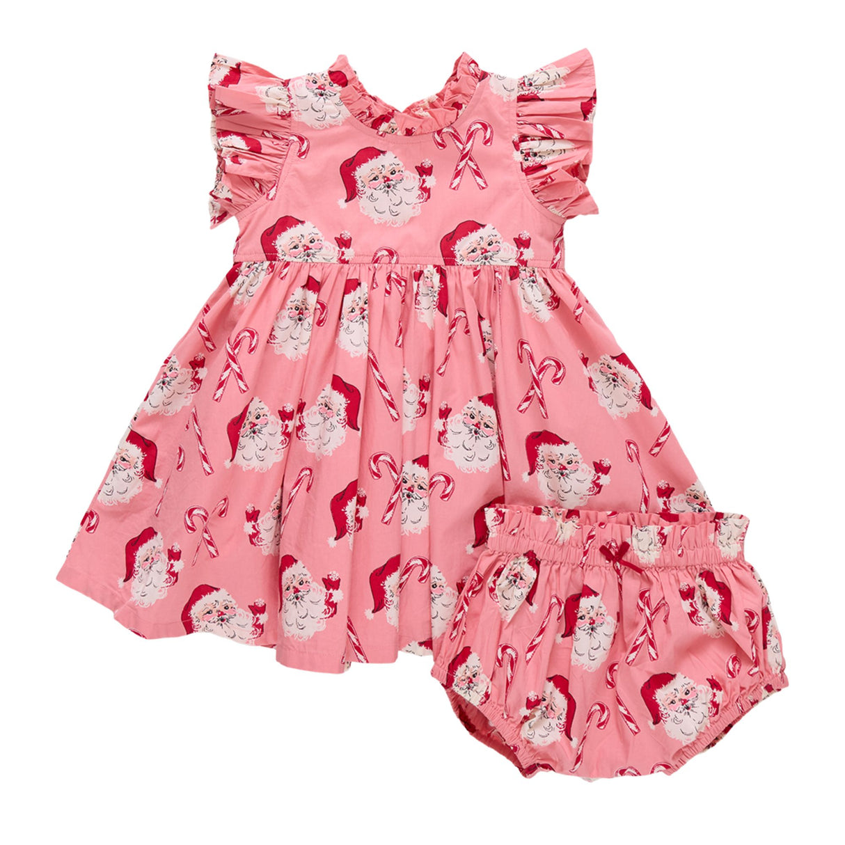 Jennifer Dress Set - Pink Candy Cane Santa