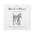 Book titled 'Baby's Black & White Contrast Book' with a zebra illustration on a white background