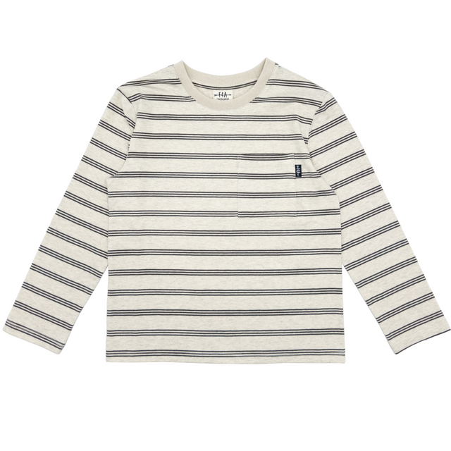 white and black striped long sleeve tee on white background