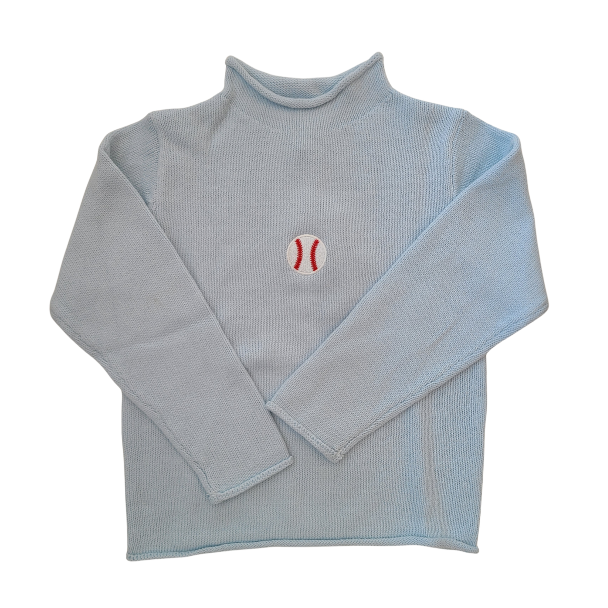 Baseball Rollneck Sweater in Light Blue