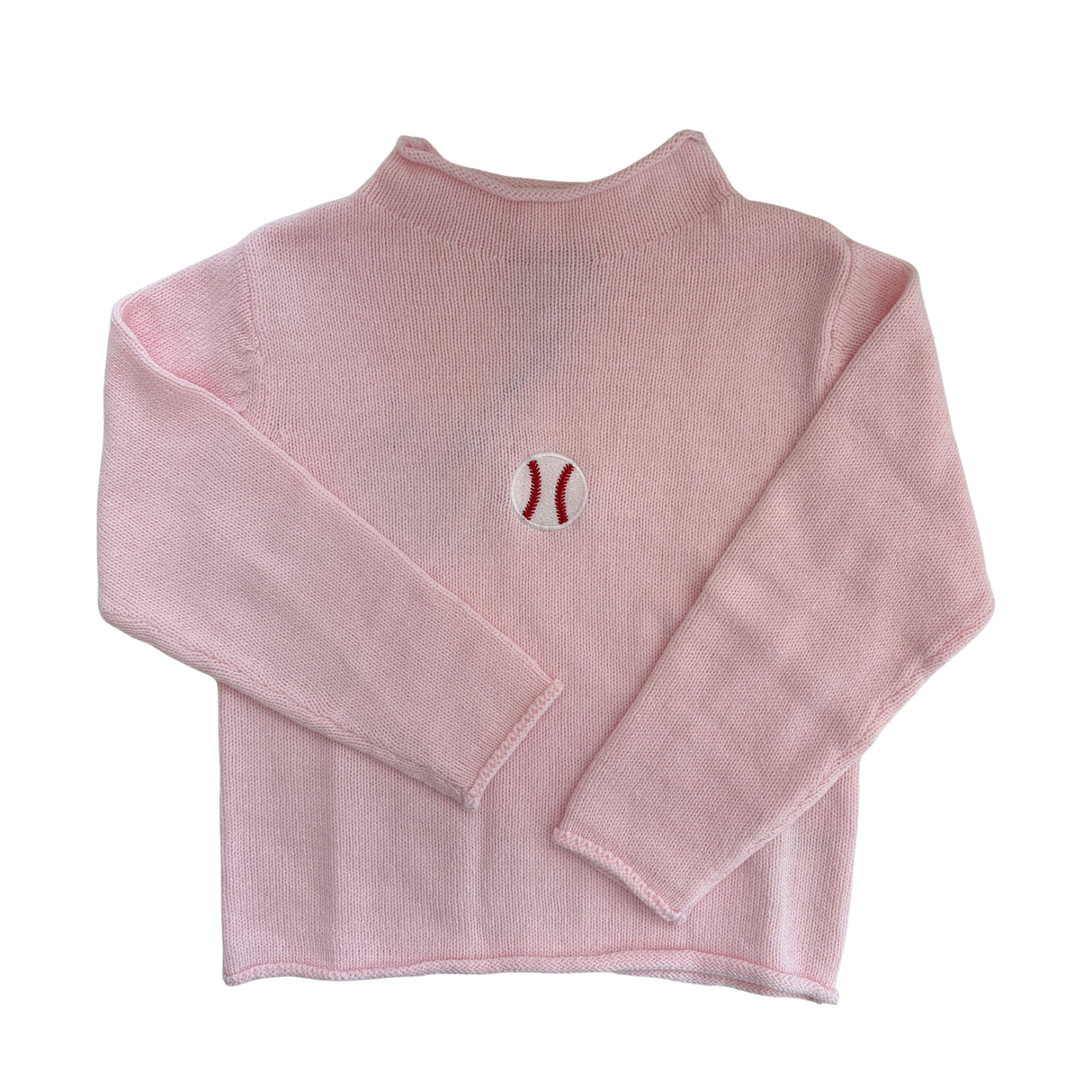 Baseball Rollneck Sweater in Pink