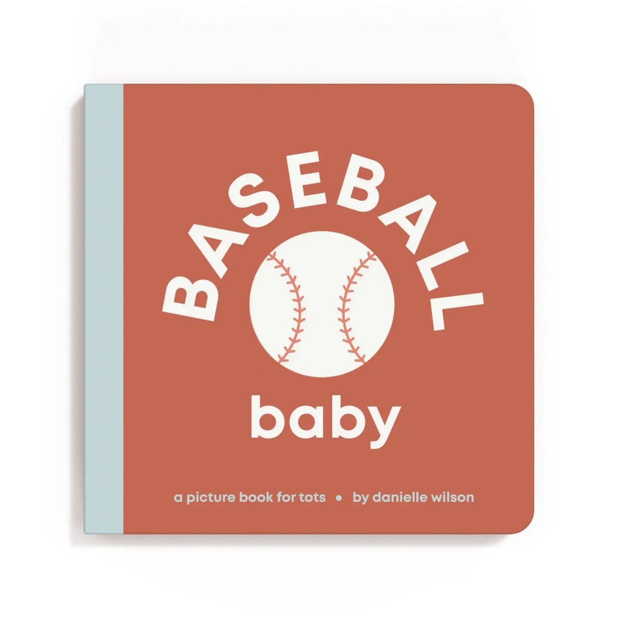 Book titled 'Baseball Baby' with a baseball graphic on a red background