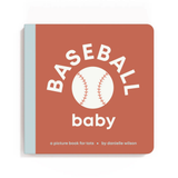 Book titled 'Baseball Baby' with a baseball graphic on a red background
