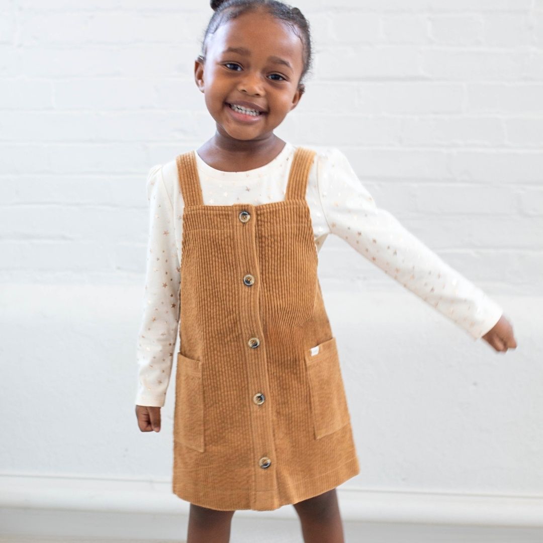 Brown Corduroy Ladies Corduroy Jumper Dress Girls Caramel Corduroy