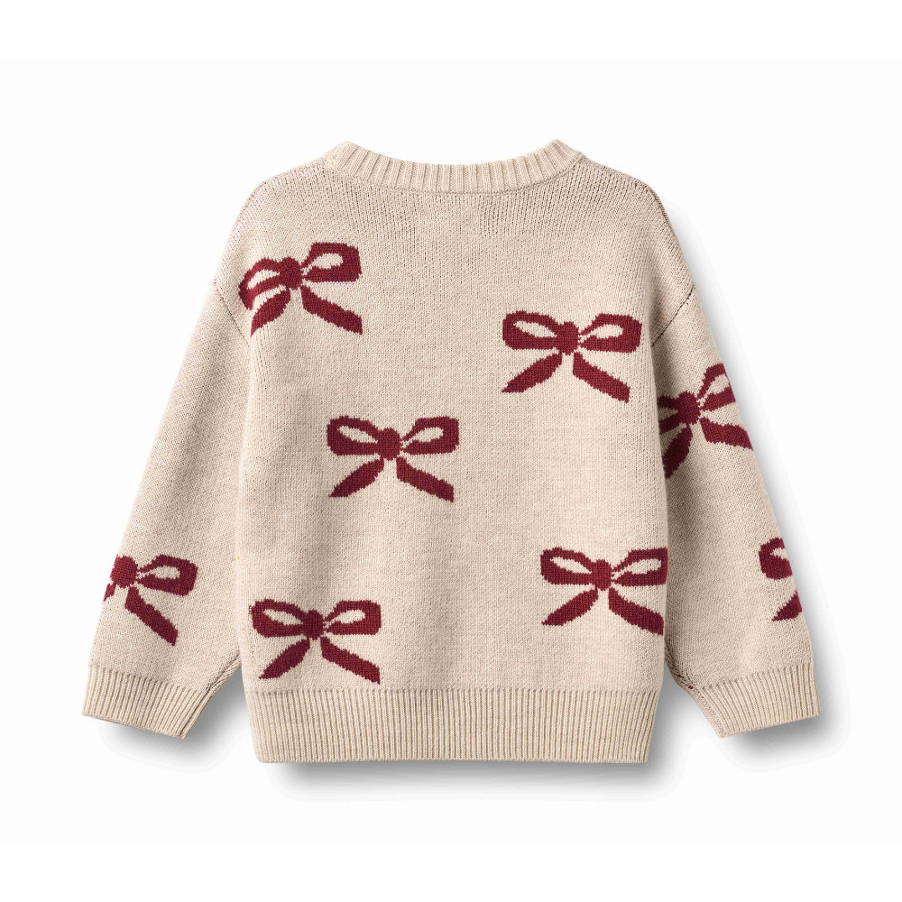Bow Jacquard Pullover in Eggshell