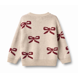 Bow Jacquard Pullover in Eggshell