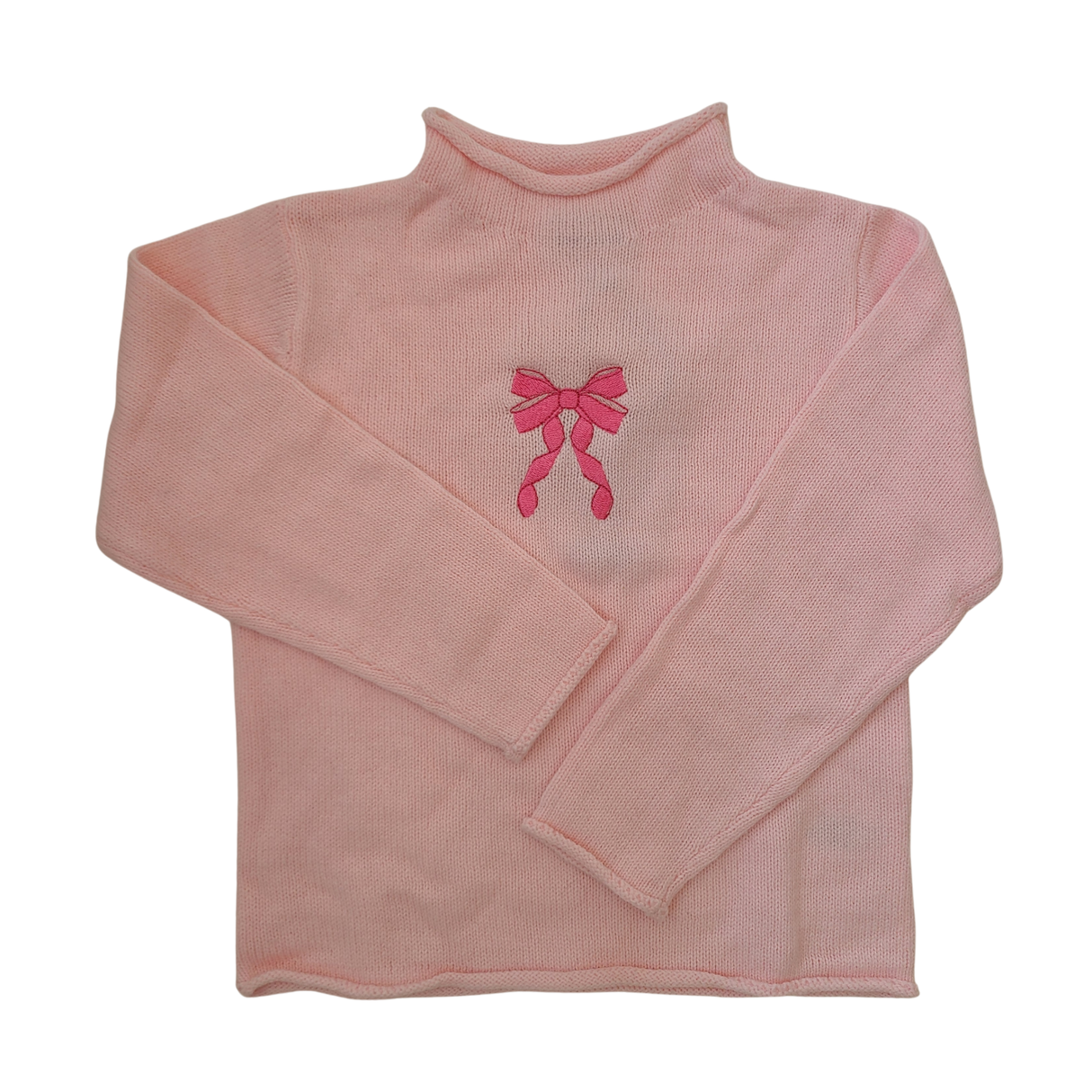 Bow Rollneck Sweater in Pink