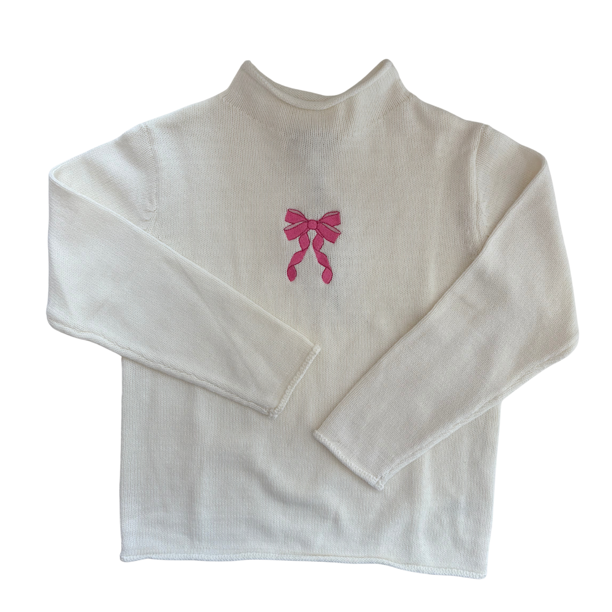 Bow Rollneck Sweater in White