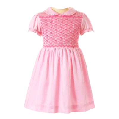 Bow Smocked Dress in Pink front