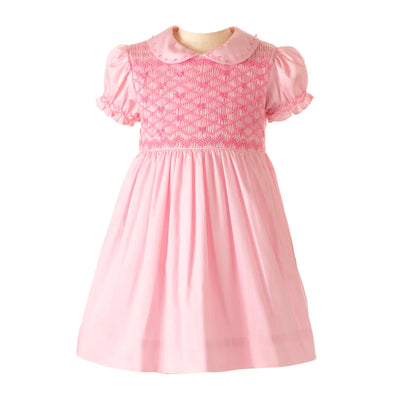 Bow Smocked Dress & Bloomers in Pink front