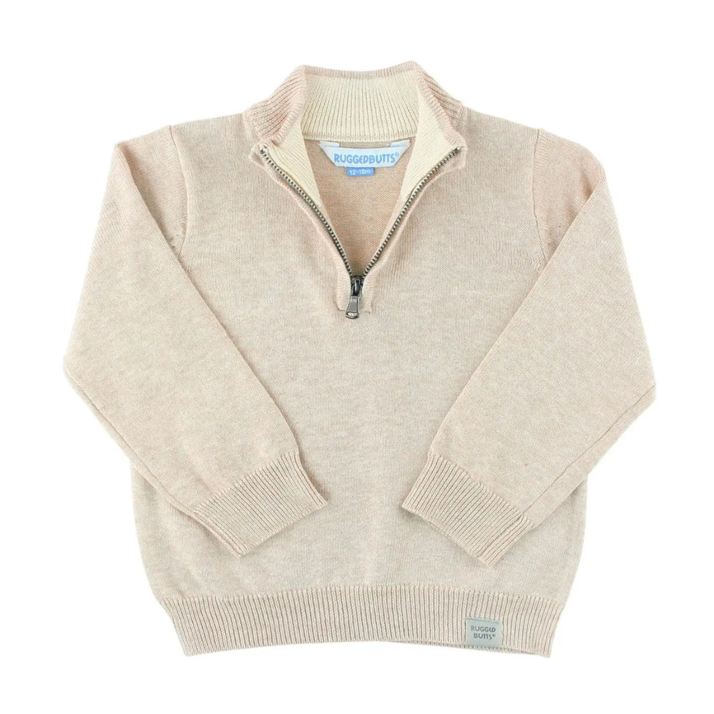 Heather Oatmeal Quarter-Zip Sweater